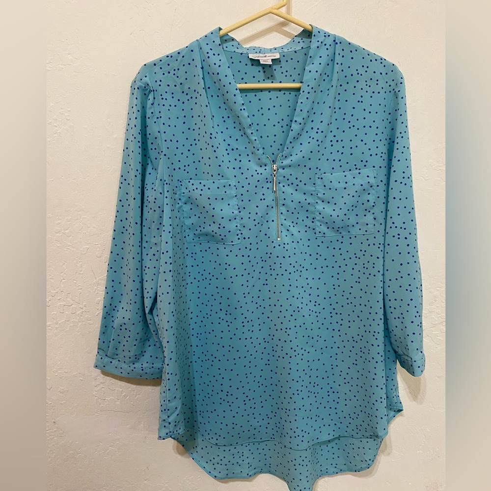 Julie Brown Collection Polka Dot Zip Blouse | XL (Fits L–XL)